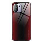 For Xiaomi 11T Pro Texture Gradient Glass TPU Phone Case(Red)