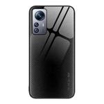 For Xiaomi 12 Pro Texture Gradient Glass TPU Phone Case(Black)