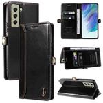 For Samsung Galaxy S21 5G GQUTROBE RFID Blocking Oil Wax Leather Phone Case(Black)