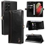 For Samsung Galaxy S21 Ultra 5G GQUTROBE RFID Blocking Oil Wax Leather Phone Case(Black)