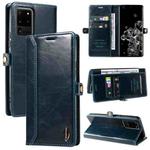 For Samsung Galaxy S20 Ultra GQUTROBE RFID Blocking Oil Wax Leather Phone Case(Blue)