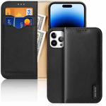 For iPhone 14 Pro Max DUX DUCIS Hivo Series Cowhide + PU + TPU Leather Case (Black)