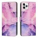 For iPhone 11 Pro Painted Marble Pattern Leather Phone Case (Purple)