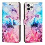 For iPhone 11 Pro Max Painted Marble Pattern Leather Phone Case (Pink Purple)