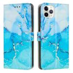 For iPhone 11 Pro Max Painted Marble Pattern Leather Phone Case (Blue Green)