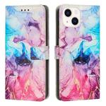 For iPhone 13 mini Painted Marble Pattern Leather Phone Case (Pink Purple)
