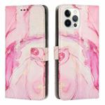 For iPhone 13 Pro Max Painted Marble Pattern Leather Phone Case (Rose Gold)