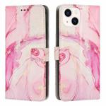 For iPhone 14 Painted Marble Pattern Leather Phone Case (Rose Gold)