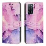 For OPPO A55 5G/A53S 5G/A54 4G/A16/A54S/A56 5G/A16S/Realme V11 5G Painted Marble Pattern Leather Phone Case(Purple)