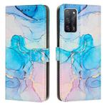 For OPPO A55 5G/A53S 5G/A54 4G/A16/A54S/A56 5G/A16S/Realme V11 5G Painted Marble Pattern Leather Phone Case(Pink Green)