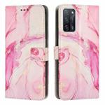 For OPPO A55 5G/A53S 5G/A54 4G/A16/A54S/A56 5G/A16S/Realme V11 5G Painted Marble Pattern Leather Phone Case(Rose Gold)