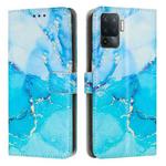 For OPPO A94 5G/A94 4G/A95 5G/F19 Pro+ 5G/Reno5 Z 5G/F19 Pro 4G/Reno5 F 4G/Reno5 Lite Painted Marble Pattern Leather Phone Case(Blue Green)
