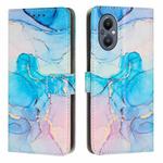 For OPPO A96 5G/Reno7 Z/OnePlus Nord N20 5G Painted Marble Pattern Leather Phone Case(Pink Green)