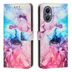 For OPPO A96 5G/Reno7 Z/OnePlus Nord N20 5G Painted Marble Pattern Leather Phone Case(Pink Purple)