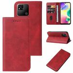For Xiaomi Redmi 10A Magnetic Closure Leather Phone Case(Red)