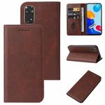 For Xiaomi Redmi Note 11 Global Magnetic Closure Leather Phone Case(Brown)