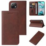 For Xiaomi Mi 11 Lite 5G NE Magnetic Closure Leather Phone Case(Brown)