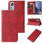 For Xiaomi 12 5G Magnetic Closure Leather Phone Case(Red)