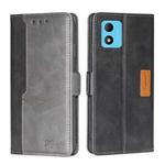 For TCL 305i Contrast Color Side Buckle Leather Phone Case(Black + Grey)