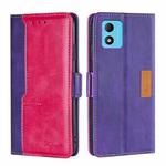 For TCL 305i Contrast Color Side Buckle Leather Phone Case(Purple + Rose Red)