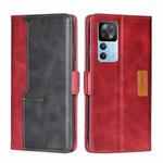 For Xiaomi Redmi K50 Ultra/Xiaomi 12T/Xiaomi 12T Pro Contrast Color Side Buckle Leather Phone Case(Red + Black)