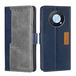 For Huawei nova Y90 4G Contrast Color Side Buckle Leather Phone Case(Blue + Grey)