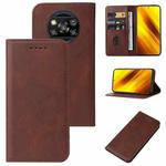 For Xiaomi Poco X3 NFC / X3 / X3 Pro Magnetic Closure Leather Phone Case(Brown)