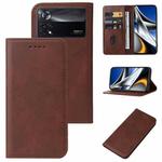 For Xiaomi Poco X4 Pro 5G Magnetic Closure Leather Phone Case(Brown)