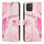 For Samsung Galaxy A03 166mm Painted Marble Pattern Leather Phone Case(Rose Gold)