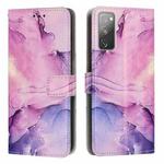 For Samsung Galaxy S20 FE Painted Marble Pattern Leather Phone Case(Purple)