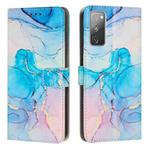 For Samsung Galaxy S20 FE Painted Marble Pattern Leather Phone Case(Pink Green)