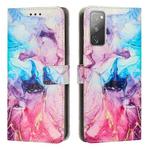For Samsung Galaxy S20 FE Painted Marble Pattern Leather Phone Case(Pink Purple)