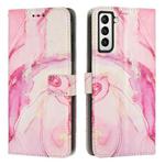For Samsung Galaxy S21 5G Painted Marble Pattern Leather Phone Case(Rose Gold)