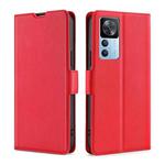 For Xiaomi Redmi K50 Ultra/Xiaomi 12T/Xiaomi 12T Pro Ultra-thin Voltage Side Buckle Horizontal Flip Leather Phone Case(Red)