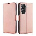 For Asus Zenfone 9 Ultra-thin Voltage Side Buckle Horizontal Flip Leather Phone Case(Rose Gold)