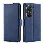 For Asus Zenfone 9 Ultra-thin Voltage Side Buckle Horizontal Flip Leather Phone Case(Blue)