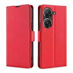 For Asus Zenfone 9 Ultra-thin Voltage Side Buckle Horizontal Flip Leather Phone Case(Red)