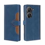 For Asus Zenfone 9 Skin Feel Magnetic Buckle Leather Phone Case(Blue)