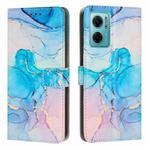 For Xiaomi Redmi Note 11E/Redmi 10 5G 2022/Poco M4 5G/Redmi 10 Prime+ 5G India Painted Marble Pattern Leather Phone Case(Pink Green)