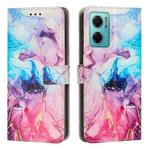 For Xiaomi Redmi Note 11E/Redmi 10 5G 2022/Poco M4 5G/Redmi 10 Prime+ 5G India Painted Marble Pattern Leather Phone Case(Pink Purple)