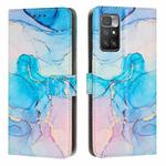 For Xiaomi Redmi 10/Redmi 10 Prime/Redmi 10 2022/Redmi 10 Power 2022 Painted Marble Pattern Leather Phone Case(Pink Green)