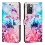 For Xiaomi Redmi 10/Redmi 10 Prime/Redmi 10 2022/Redmi 10 Power 2022 Painted Marble Pattern Leather Phone Case(Pink Purple)