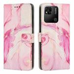 For Xiaomi Redmi 10A/Poco C31/Redmi 9C Painted Marble Pattern Leather Phone Case(Rose Gold)