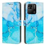 For Xiaomi Redmi 10A/Poco C31/Redmi 9C Painted Marble Pattern Leather Phone Case(Blue Green)