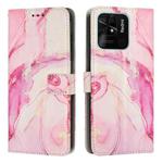For Xiaomi Redmi 10C 4G Global/Redmi 10 India Painted Marble Pattern Leather Phone Case(Rose Gold)