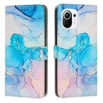 For Xiaomi Mi 11 Lite Painted Marble Pattern Leather Phone Case(Pink Green)