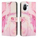 For Xiaomi Mi 11 Lite Painted Marble Pattern Leather Phone Case(Rose Gold)