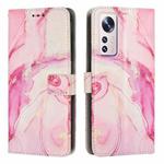 For Xiaomi 12 Lite Painted Marble Pattern Leather Phone Case(Rose Gold)
