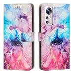 For Xiaomi 12 Lite Painted Marble Pattern Leather Phone Case(Pink Purple)