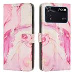 For Xiaomi Poco M4 Pro 4G Painted Marble Pattern Leather Phone Case(Rose Gold)